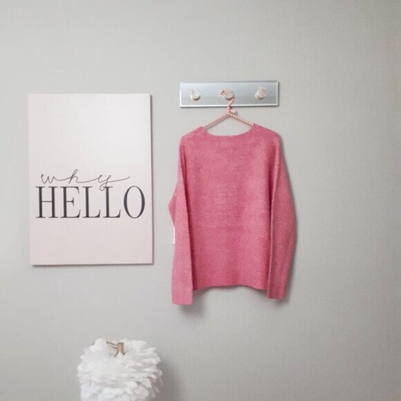 NWT Cupcakes & Cashmere pink knit red heart sweater M - Picture 4 of 5